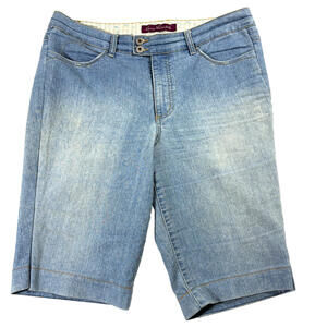 Gloria Vanderbilt Shorts Womens 14 Denim Bermuda Knee Length Vintage Y2K90s Blue